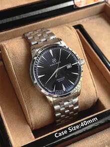 Pablo Raez 1pc Stainless Steel Simple Man Watch Sweeping Hands Brand New AAA Business Wristwatch For Men Original Charming Luxury Solid Steel Heavy Bracelet Chain Fashion Metal Feeling Dial Design With Date 50M Waterproof Male Quartz Dress Wristwatches Sports Casual Clock Nice Gifts For Friend Or Family Father Presents Fit For Daily Life/Work/Party Decoration Popular Clock Birthday Graduation Wedding Presents - Một cỡ - Xem 4