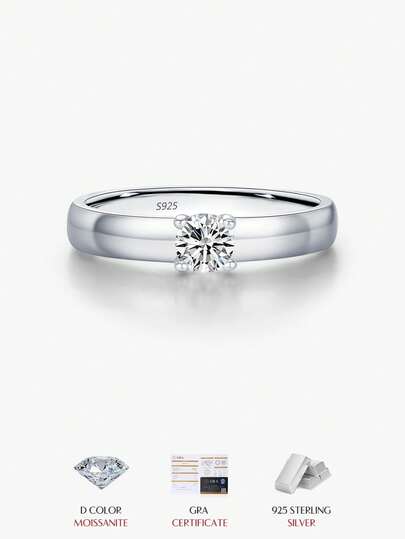  MODIAN D色 VVS1方形莫桑石戒指 925纯银璀璨结婚戒指 女士精美珠宝礼品