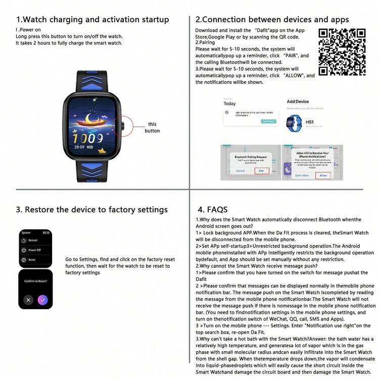 LIGE新款儿童智能手表，1.75英寸高清方形大屏幕，内置多种趣味益智游戏、高清摄像头、视频和音乐播放器、有声读物、学习卡片、闹钟提醒，防水设计，是送给男孩女孩的生日礼物。 - 1 Set - 查看 12