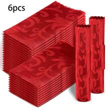 6 Pack Damask Cloth Napkins 17 X 17 Inch, Jacquard Table Cloth Napkins Set Of 6 Square Satin Napkins Fabric Dinner Napkins For Wedding Party Banquet, Hot Pink - Burgundy - View 9