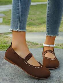 Nuove ballerine a righe alla moda per donne, scarpe casual con suola morbida, adatte per uso interno ed esterno, regalo ideale per le vacanze - Castano - Visualizzare 3