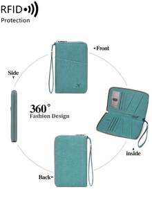 MIYIN [RFID Passport Wallet] RFID Blocking Multi-Functional Passport Holder - Large Capacity Vertical Card Holder, Coin Purse And ID Card Management, Durable Black Travel Wallet For Passport, Cash And Cards, Minimalist Design - Blue - View 6