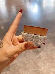 1pc Rhinestone Decorated Flawless Foundation Brush, Soft & Skin-Friendly, Portable Travel Makeup Brush Suitable For Liquid Foundation, Gift - Silver - View 9