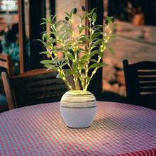 1pc Artificial Olive Tree Branch With LED Lights - Battery-Powered Modern Home Decor Lamp, Green Foliage & Realistic Branches For Wedding, Birthday, Party, Office, Bedroom, Hotel - Ideal For Cabinet, Dining Table, Cafe, Holiday, Spring Restaurant De