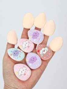 5-10-20-50-100pcs Random Print Makeup Sponge Blender, Sponge For BB Cream, Foundation, Concealer, Suitable For Covering Blemishes, Spots, Precise Contouring Around Eyes, Nose, Mouth. Latex-Free, Expands With Water, Dual-Use Wet & Dry For All Skin Types - Multicolor - View 8