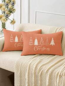 2pcs Christmas Linen Blend Breathable Cushion Covers, Santa Claus, Christmas Numbers, Reindeer, Snowman, Snowflake, Christmas Decor, Merry Christmas Gifts, Hypoallergenic Polyester Material, Hidden Zipper, No Filling, Suitable For Home Decor, Living Room, Throw Pillow Cases, Pillow Covers, Cushions, Cushion Covers, Sofa Decorative Pillows, Decorative Sofa Pads, Home Decor, Soft Pads - Multicolor - View 4