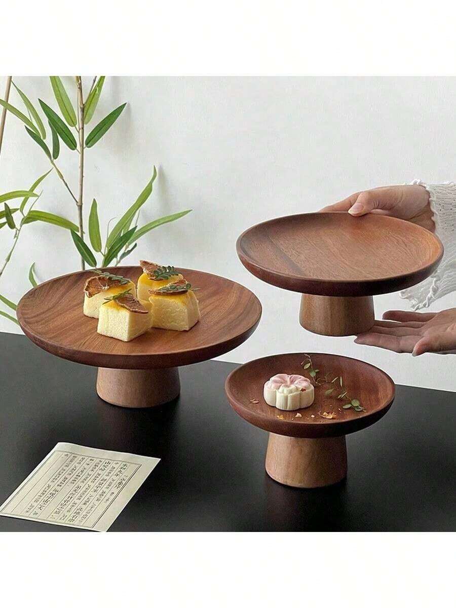 1个带木质底座的木制蛋糕架，可用作甜点展示盘、多功能水果托盘，适合餐桌装饰、家居厨房餐盘，也可用于斋月期间。 - 紫紅色 - 查看 1