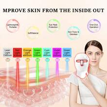 Aedwdpe With 7-Color-LED Skin Care Mask, USB Charging, Strong Strap Design, Suitable For Facial Skin Care - Suitable For The Skin Used, Girls' Birthdays, Holiday Gifts, Exquisite Packaging - Đỏ - Xem 3
