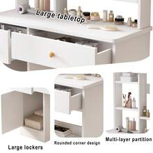 Dressing Table, Makeup Table With Drawers, Vanity Desk With Mirror And LED Lights, 3 Lighting Modes, Multifunctional Makeup Writing Desk For Bedroom - Xem 4