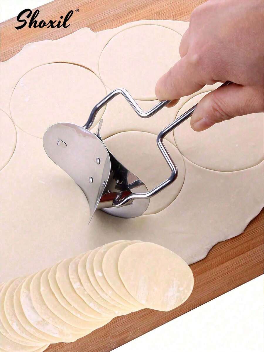 shoxil 1pc Stainless Steel Pastry Rolling Cutter Circle Dough Blade Roller Dumpling Wrapper Mould Pie Ravioli Empanada Pierogi Calzone Making Tools For Home Kitchen
