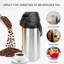 64oz/1.9L And 135oz/4L Large Capacity Thermal Coffee Carafe With Pump And Cleaning Brush, Stainless Steel Insulated Coffee Pot, Suitable For Parties And Events To Hold Hot Beverages Like Tea, Coffee, Milk - Multicolor - View 2