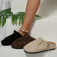Fall Spring Walking Loafers For Women Drawstring Sandals Closed Toe Flat Mules Comfortable Backless Casual Loafer Slides Shoes Outdoor Travel - Cà phê nâu - Xem 2