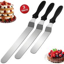 3pcs Cake Scraper Set, Stainless Steel Icing Scraper Set For Cake Smoothing - 6 Inch, 8 Inch, 10 Inch Cake Decorating Tools Back To School