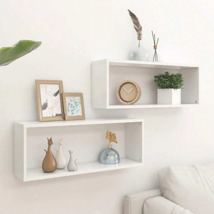 vidaXL Wandregale 2 Stück Weiß 60x15x23 cm Holzwerkstoff - Verschiedenfarbig - Übersicht 1