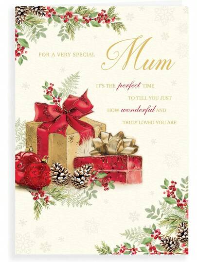 Piccadilly Greetings Photo Christmas Card Mum - 9 X 6 Inches