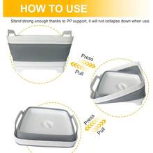 Collapsible Dish Basin And Sink Tub With Drain Plug 2.4 Gal Baby Bottle Wash Basin Bottle Washing Bin For RV Camping Kitchen Collapsible Water And Bottle Basin Grey - 灰色1 - 查看 4