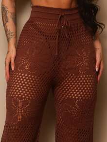 BROWN BEACH COVER-UP PANTS - 鏽棕色 - 查看 3