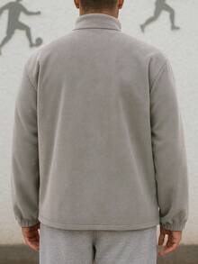 男士抓绒拉链立领夹克 - 多功能外套，适合滑雪、徒步、露营和日常寒冷天气通勤，冬季适用，滑雪 - 淺灰色 - 查看 2