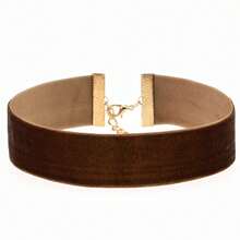 1pc Exaggerated Wide Flocked Ribbon Choker Necklace, Flocked Collar Neck Chain Suitable For Party, Wedding, Daily Wear - Multicolor - View 12