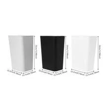 Set Of 3 Trash Cans With Push-To-Close Lids (8.74 X 6.18 Inches) High-Quality PP Waste Bins Ideal For Bathroom, Kitchen, Office (Black/White/Gray) - 彩色 - 查看 12