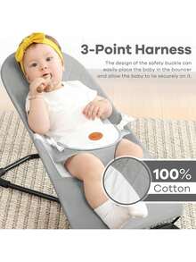 Baby Bouncer,Baby Swing, Portable Baby Bouncer Seat For Babies 0-18 Months, 3 Modes Of Use With Rocker And Stationary Options, Infant Rocker Chair With Hanging Toys,Baby's Birthday Gifts And Christmas Gifts,Comfort Rocking Chair,Hands Free Mom,For Infants And Toddlers, Baby Bouncer Seat, Baby Comfort Seat, Comfortable Baby Item, Soft,Newborn Gift,Baby Christmas Gift - 淺灰色 - 查看 2