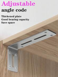 2pcs/4pcs Silver Brushed Galvanized Steel Bracket, 90 Degree Stainless Steel Corner Brace, L-Shaped Triangle Iron Thickened Shelf Bracket, Adjustable Heavy Duty Rust-Proof Connector - Silver - View 6