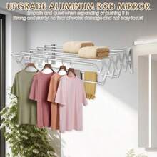 XL-31.5" Wall Mounted Clothes Drying Rack 130 LBS Large Capacity Rustproof Retractable Drying Rack Collapsible Drying Rack Easy To Install With 7 Drying Rods Space Saving For Laundry-White - White - View 6