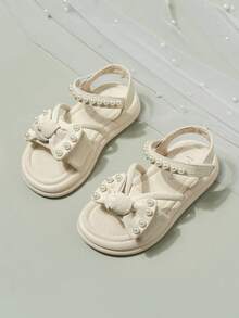柔软可爱的奶油白蝴蝶结珍珠防滑凉鞋，甜美女孩夏季专属~ - 白色 - 查看 6