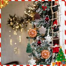 D16 Pcs Crochet Christmas Tree Ornaments Handmade Crochet Pine Cone Gingerbread Man Snowflake Mushroom Orange Slice Star Hanging Decorations For Xmas Winter Holiday Gifts Decorations - 如圖 - 查看 4