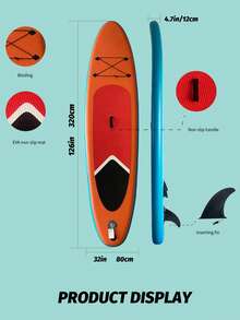 YHW-SURF 1 Set Tabla de Paddle Surf Inflable para Hombres y Mujeres, Tabla de Surf Casual para Playa, Incluye Bomba de Aire, Remo, Correa, Mochila, Aleta Desmontable y Kit de Reparación - Naranja - Ver 4