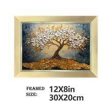 1pc Large Home Decor PS Photo Frame - Luxury Tabletop Display/Wall Hanging Frame, 3D Embossed White Floral Tree Of Life Pattern With Gold Accents, Suitable As New Year Gift And Holiday Party Decoration, For Living Room & Office - Multicolor - View 17