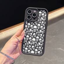 La carcasa del teléfono anti - caída simple y de moda adopta un patrón de esqueleto para iPhone 17, 16, 15, 14, 13, 12, 11 Pro / air / xR / XS y samsungs25 / S24 / S23 / S22 / Fe / plus, hecha de material tpu, que proporciona protección de amortiguación. Regalos para amigos y San valentín. - Burdeos - Ver 8