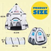 JOYIN Tienda de Cohete Blanca con Túnel y Casita de Juegos para Niños Juego de Tienda de Nave Espacial para Interior y Exterior(default) - Multicolor - Ver 4
