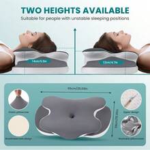 Contour Support Pillow With Smooth Cover, Responsive Fill For Multiple Sleeping Positions, Gray - Default - View 3