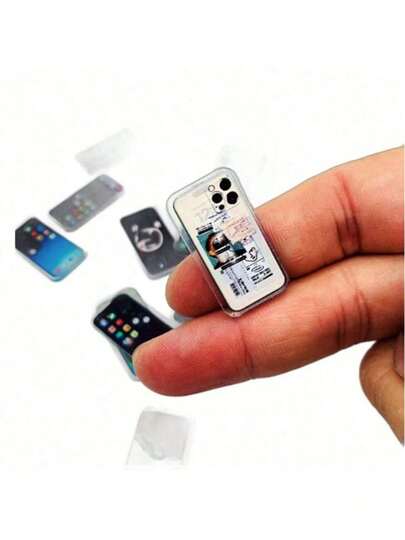 Miniatura de celular, modelo de celular de desenho animado fofo, estampa de celular realista, decoração de microcelular, modelo de celular para boneca, acessórios para casa de bonecas