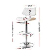 Bar Stools Kitchen Dining Chairs Gas Lift Stool Wooden Leather White - White - View 3