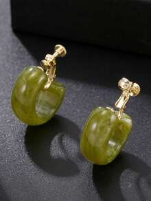 1pair Fashion Big Simple C-Shaped Acrylic Hoop Earrings For Women Geometric Semicircle Wild Hook Earrings Female Jewely Gift - Clip - View 9