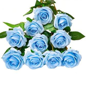 1pc/6PCS/10PCS Artificial Silk Roses With Poles, Romantic Valentine's Day Decorative Items, Used For Living Rooms And Bedrooms, Weddings, Parties, Home Decoration, Desk Filling. Valentine's Day Decoration, Valentine's Day Supplies, Home Decoration, Dining Table Decoration, Indoor And Outdoor Romantic Decoration