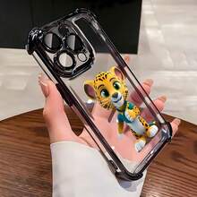 Funda para teléfono con divertido diseño de leopardo, compatible con teléfonos ,  17,  16 Pro Max,  15 Pro Max,  13 y  12. Fabricada en TPU, ofrece protección contra golpes y caídas. Un regalo perfecto para niños, amigos, cumpleaños y ocasiones especiales. - Negro - Ver 1