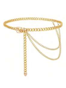 1件装加大码女式街头风多层方形扣腰链 - Y2K风格配饰，百搭实用，适合日常佩戴、送礼、婚礼和派对等场合。 - 金色 - 查看 4