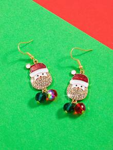 1 Pair Crystal Santa Claus Tassel Earrings, Christmas Earrings For Women, Suitable For Parties And Celebrations - Multicolor - View 4