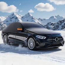 1pc Car Windshield Cover, Extended Engine Hood Cover, Quick Snow Removal Without Scraping, Anti-Snow, Anti-Frost, Anti-UV, Winter Windshield Protector, Oxford Cloth Material, Rearview Mirror Protector With Reflective Stripe, Suitable For Most Sedans/SUVs, Black - Multicolor - View 6