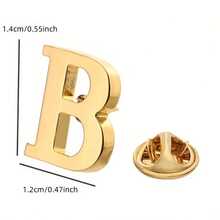1pc Gold Alloy Letter Brooch Pin - Unisex Streetwear Design, Suitable For Suits, Shirts, Jackets - Halloween, Thanksgiving, Teacher's Day, Graduation, Shirt Button Decoration, Fun Letter Badge, Smooth Surface Pin, 26 Letter Gold Brooches, 20K Plated Unisex 26 Letter Brooch Pin - Letter Brooch - View 3