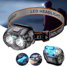 1pc Powerful LED Sensor Headlamp Bright Fishing Headlight Rechargeable Head Lamp With Battery Emergency Camping Head Flashlight