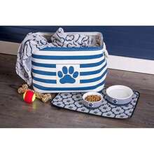 Bone Dry - Cesta de almacenamiento de juguetes y accesorios para mascotas DII para decoración del hogar y uso diario, gris (gris con rayas redondas)(Rectangle Large Marina de rayas) - Multicolor - Ver 5