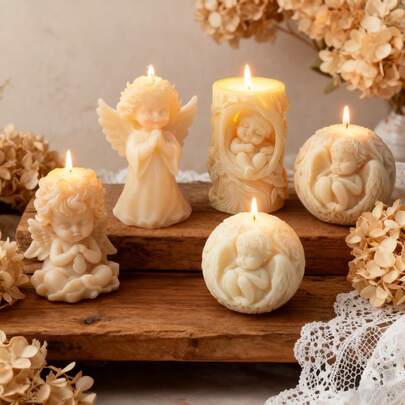 1 pieza Molde de vela de silicona con forma de ángel