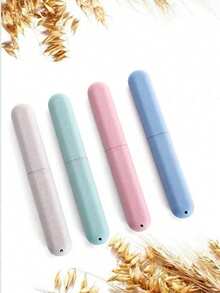 1pc Portable Travel Toothbrush Case With Bear Pattern And Cover - Light Pink/Beige/Sky Blue (Pink, Gray, Blue) - Compact Hygiene Toiletry Storage Box, Oral Care Accessory For Travel, Toothbrush Holder, Travel Toothpaste, Toothbrush Container - Multicolor - 1pc - View 12