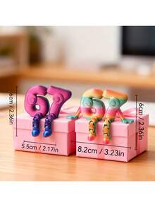 3D Printed 67 Number Figurine, Posable Joints Allows Adjustable Poses, Creative Fashion Decor For Wedding, Valentine's Day, Desk Decoration, Collectible, Suitable For Living Room, Bedroom, Office, Perfect Holiday Gift - Multicolor - View 5