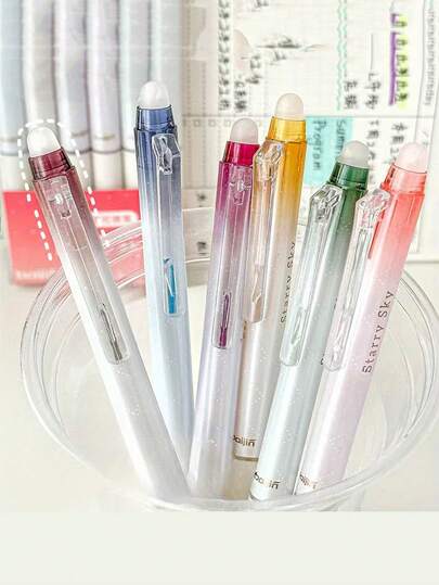 6pcs Glitter Gel Pens, Each With Scented Fragrance, 0.7mm Fine Tip Erasable, Starry Sky Limited Edition Erasable Pens, Colorful Glitter Fluorescent Pens, Easy-To-Erase High-Quality Cute Stationery Pens For Girls, Multi-Color Writing & Drawing Tools, Office & School Supplies, Perfect Gift Choice