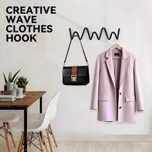 20kg Capacity Creative Wave Wall-Mounted Coat Rack, Easy Installation, Multi-Function Hooks For Hanging Jackets, Hats, Bags, Umbrellas, High-End Quality - Multicolor - View 12